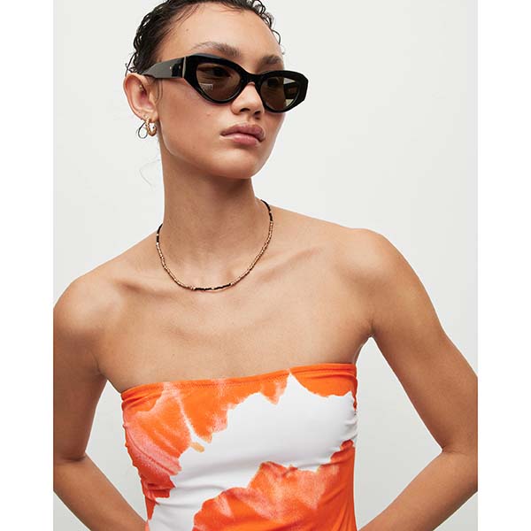 Allsaints Australia Womens Catriona Mariana Bandeau Swimsuit Orange AU69-219